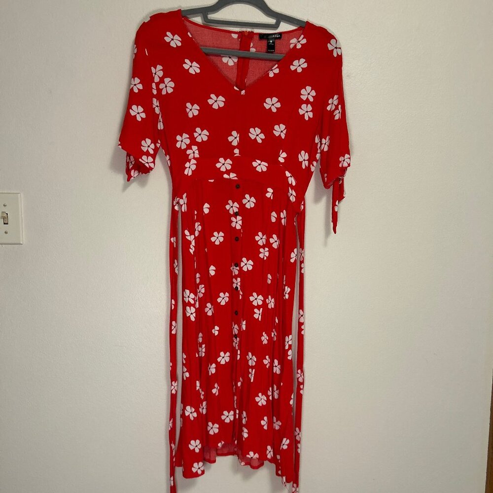 Aqua Floral Midi Dress S